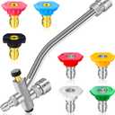 Boltigen Foam Cannon Dual-Connector Tool with 7 Pressure Washer Nozzle Tips, 1/4" Quick Connect Switch Double Tip Attachment, Pressure Washer Extension Wand Accessory Kit, 4000 PSI