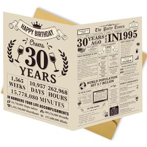 3 x SuperShunhu Jumbo 30th Birthday Card for Men Women, Vintage 30 Year Old Bday Gift for Friends Family, 30 Years Ago Back in 1995