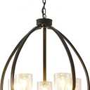 Xilicon Black Classic Foyer Chandelier 5 Light Farmhouse Pendant Lighting Chandelier Light Fixtures Ceiling Hanging with Square Cage Shades Fixtures for Kitchen Dining Room Entryway by Xilicon