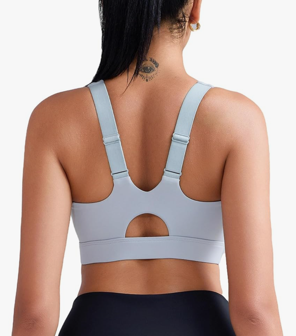 Sports Bras for Women High Impact,Adjustable Racerback Molded Cup Running Sports Bra with Sewn in Pads White XL