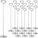 Urban Deco 16PK Table Number Holders 12 Inches Place Card Holder Metal Table Card Holders, Picture Holders For Tables, Card Holder Stand For Wedding Dcor - Silver Sign Holder