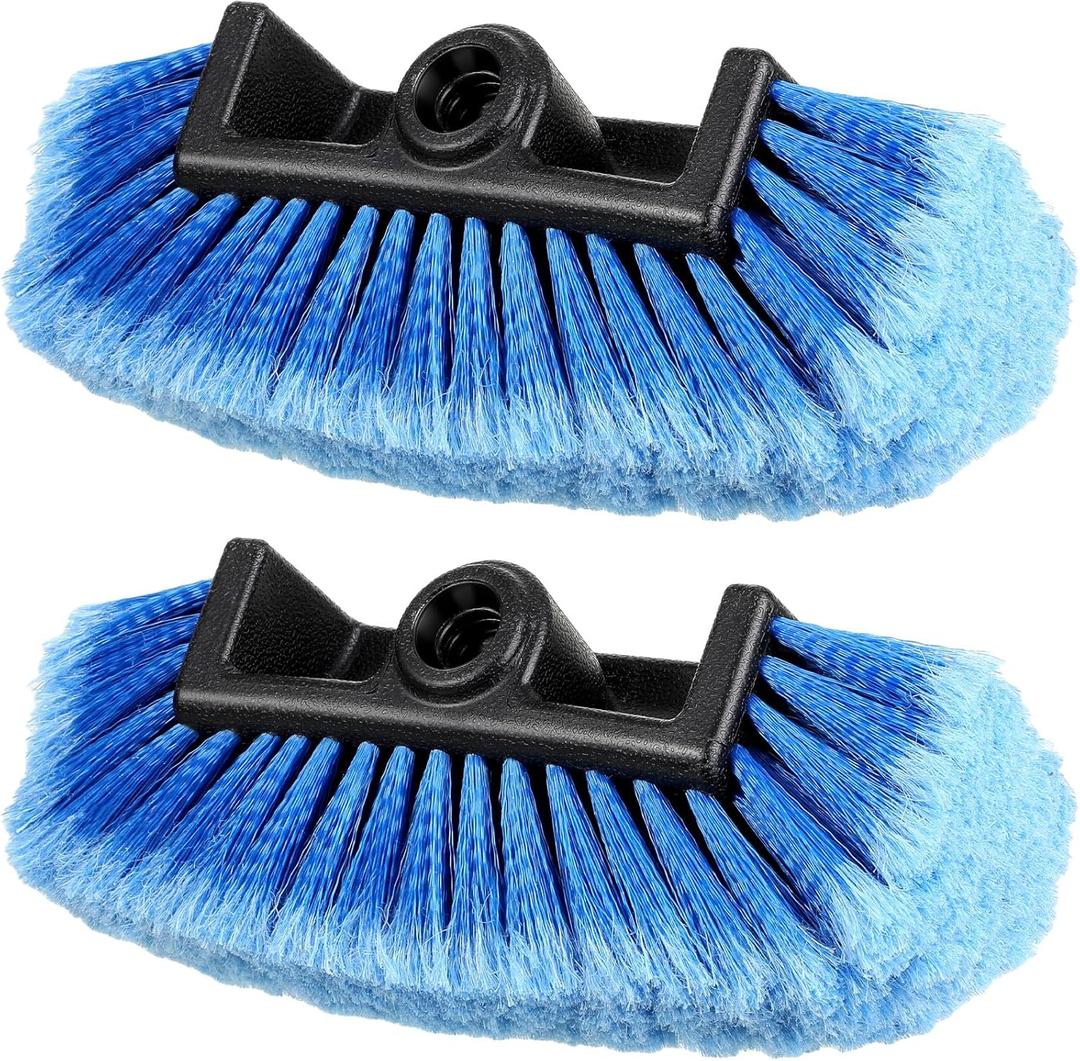 Tanlade 2 Pcs Car Wash Brush Head with Soft Detailing Bristle Flow Through Car Cleaning Brush Exterior Wash Equipment for Auto Truck RV Boat Camper(10 Inch,Blue)