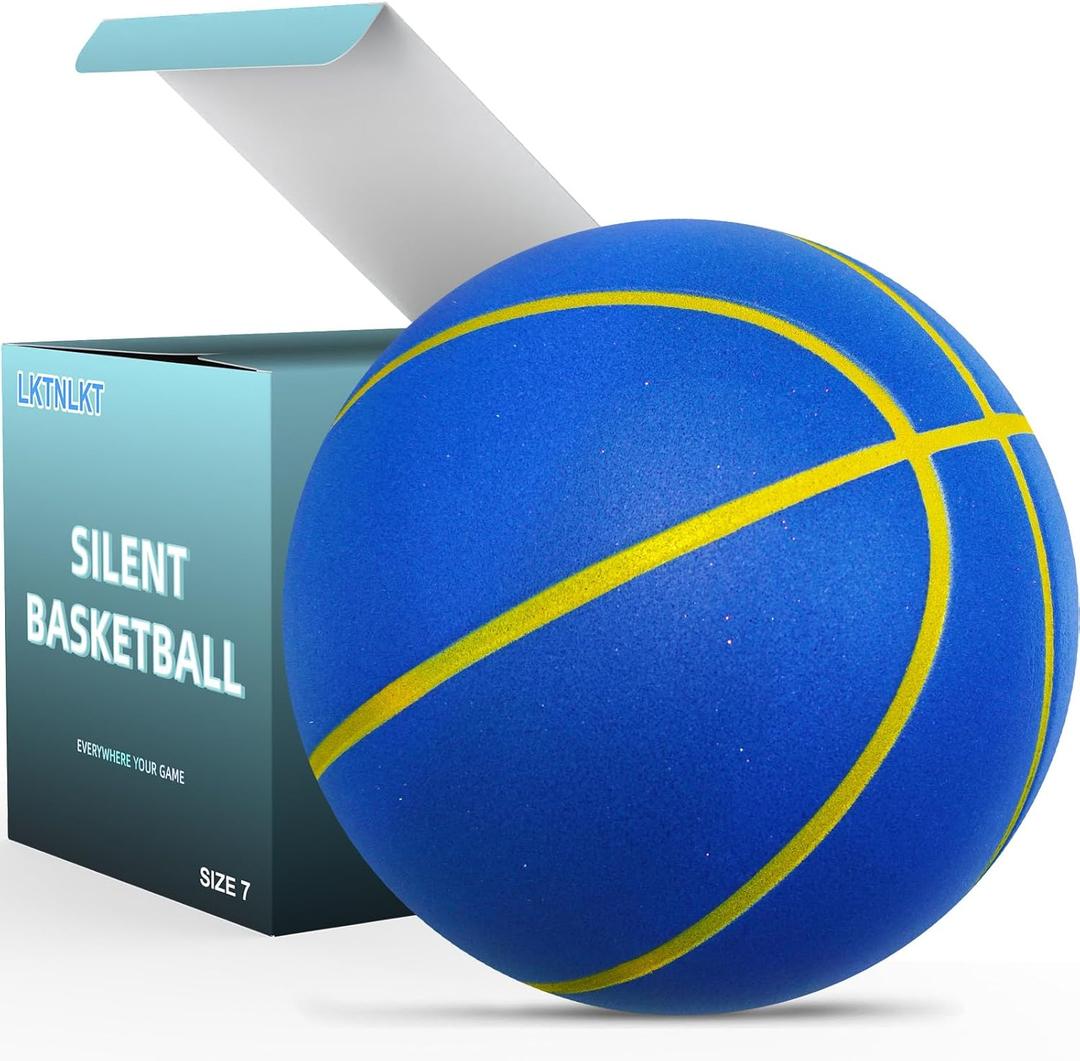 Silent Basketball Size 7 (29.5")  Grooved Airless Foam Indoor Basketball for Quiet Dribbling and Indoor Training, Pro PU Material  Achieve Real Feel Higher Bounce Quieter (Blue) Silent Basketball Size 7 (29.5")  Grooved Airless Foam Indoor Basketball for Quiet Dribbling and Indoor Training, Pro PU Material  Achieve Real Feel Higher Bounce Quieter (Blue)