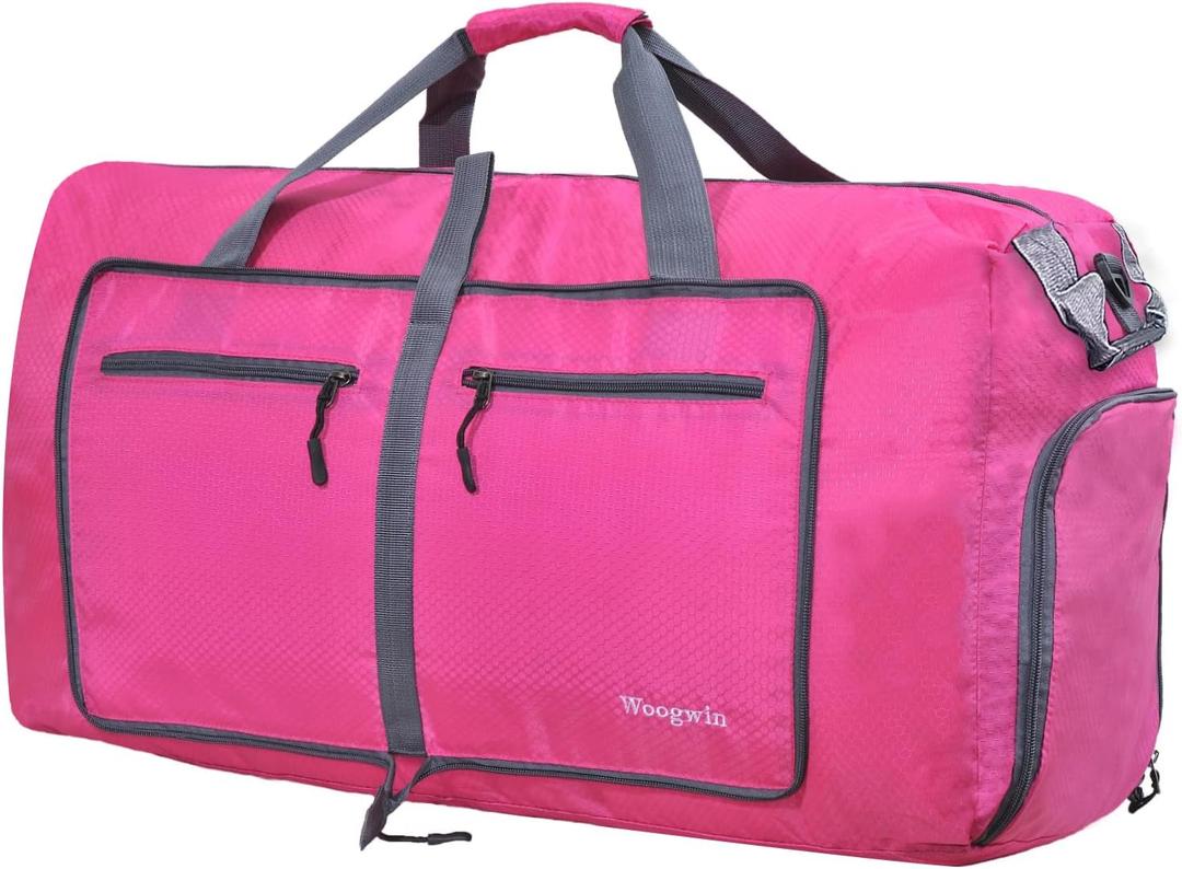 Woogwin Travel Duffel Bag Large Foldable Waterproof Overnight Bag for Beach Swim Bags Pool Sports Gym (100L Rose)