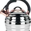 Tea Kettle for Stove Top Whistling Teapot, 3.2Q Tea Pot Stainless Steel Teakettle with Heat Proof Ergonomic Handle (Gold)