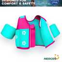AEOCOO Toddler Swim Vest 20-30-50-70 Pounds, Kids Pool Floaties for 1-2-3-5-7-9 Years Old, Comfortable Wear Bright Float Jacket with Water Ring, Unpadded Sides for Arm Comfort, Boys, Girls, Pink, PINK, S (Chest Size up to 23.62IN, 20-30lb)