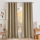 NICETOWN Faux Linen Oatmeal Blackout Curtains 84 inches Long for Living Room - Privacy Panels for Bedroom, Modern Farmhouse Style Easy Care Grommet Top, 2 Panels, W52 by L84