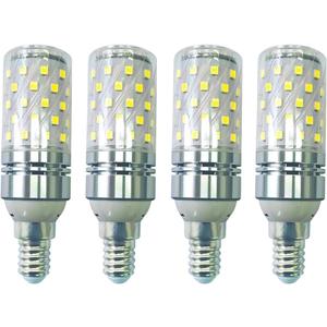 CTKcom 12W E14 LED Candelabra Light Bulb,E14 Base Corn Bulb,100 Watt Equivalent Chandelier Bulbs Daylight White 6000K,AC85-265V 1400LM Lights Bright White(Silver)4Pack
