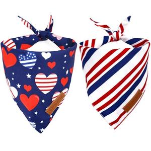 Realeaf 4th of July Dog Bandanas 2 Pack, Reversible American Flag Pet Scarf for Boy and Girl, Premium Durable Fabric, Patriotic Bandana for Medium and Large Dogs (Large)