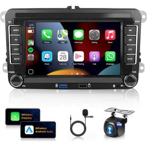 METEESER 7 Android13 Wireless CarPlay & Android Auto Car Stereo for VW Jetta Passat Golf Tiguan 2+64G  Bluetooth, GPS Navigation, Wi-Fi, Backup Camera Included,USB Slot Android Double Din Head Unit