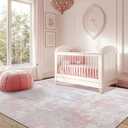 Washable Area Rugs 6'x9' Non-Slip Modern Abstract Soft for Living Room Entryway Bedroom Nursery, Print Pattern, Grey Pink