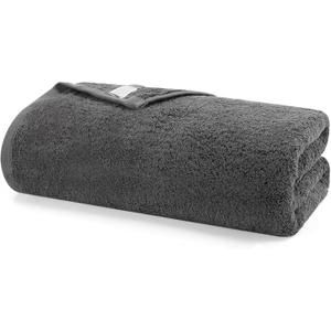 SEMAXE Luxury Bath Towels for Bathroom, 100% Cotton, Soft, Absorbent, and Quick-Drying, 55"x27", with Hanging Loops, Perfect for Hotels, Gyms, and Spas, Grey, 1 Pc Bath Towel
