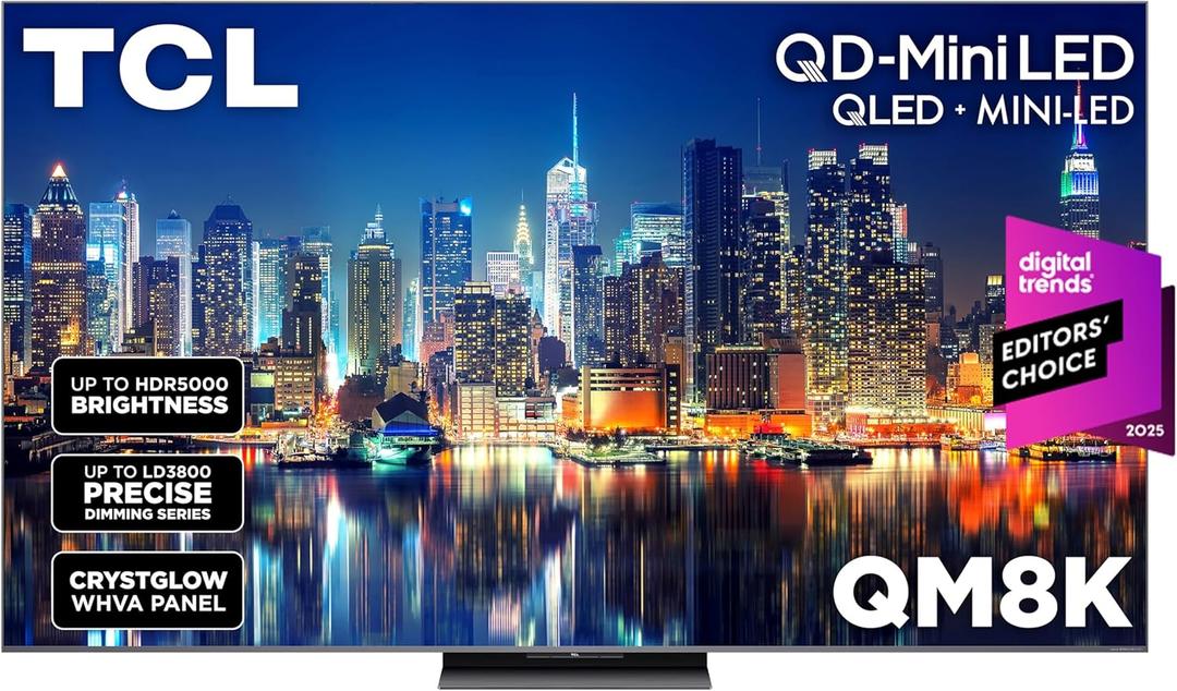 TCL 65 Inch Class QM8K Series | Mini LED QLED 4K HDR | 65QM8K, 2025 Model | 120HZ-144HZ Anti Reflective Wide Angle Screen Smart Google TV Dolby Atmos | Voice Remote Alexa Gaming Streaming Television