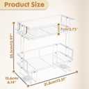 PowerKing Over The Toilet Storage Shelf, 2-Tier Bathroom Organizer Rack with 2 Hooks, No-Drill, Rust-Resistant Steel, Toilet Paper Holder for Restroom Bathroom, White
