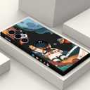 for Samsung Galaxy S24 Ultra Case, Creative Flower Pattern Design Phone Cover Drop Protection Soft Ultra Thin Scratch Resistant Microfiber Lining Inner for Galaxy S24 Ultra-Astronaut Black