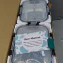 HOMBERKING 8 Pack Glass Meal Prep Containers 3 Compartment, 36oz Glass Food Storage Containers with Lids, Airtight Lunch Bento Boxes, BPA-Free & Leak Proof (8 lids & 8 Container) - Black