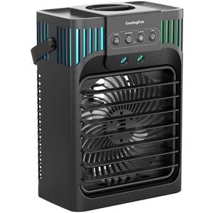 Portable Air Conditioners,4-in-1 Evaporative Air Cooler with 3 Speeds, 3 Modes & 7 LED Light Cooling Fan with Remote, 2-8H Timer, 1200ML Personal Mini Air Conditioner for Bedroom and Office
