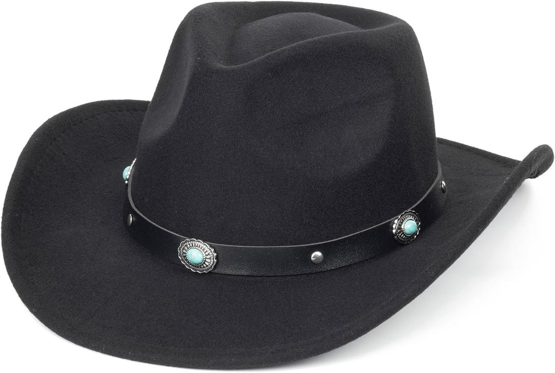Western Cowboy Cowgirl Hat for Kids - Classic Boys Girls Felt Rodeo Fedora Hat with Belt Buckle (for Kids 4-10 Years)