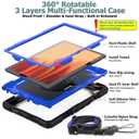 SEYMAC stock Case for Samsung Galaxy Tab A7 10.4 2022/2020 (T503/T509/T500/T505/T507) with Screen Protector, 360 Rotating Stand & Hand Strap, Drop-Proof Case, Blue/Black