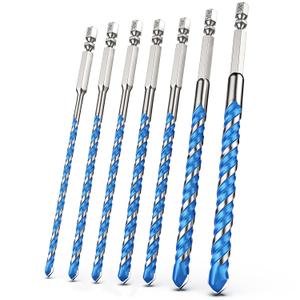 Carbide Masonry Drill Bit Set (7-Piece, 5/32"-3/8"), Hex Shank Concrete Drill Bits for Brick, Tile, Cement, Plastic