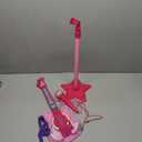 Guitar and Microphone Play Set for Girls, Karaoke Machine with Music&Light, Microphone Toys with Stand, Adjustable Height Guitar Toys for Kids, Toddlers, Child(Red)