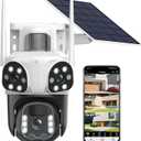 4K Solar Security Cameras Wireless Outdoor with Triple-Lens, 360°PTZ Camera for Home Security with Color Night Vision, PIR Motion Detection, Easy to Install, 2-Way Audio, Spotlight Siren, 2.4G WiFi