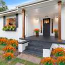 Outdoor Fake Artificial Flowers,8 Bundles UV Resistant Plastic Flowers for Outside,Faux Flower for Outdoors Home Dcor(Orange Red)