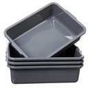 Grey 4-Pack Commercial Bus Tubs Box/Tote Box, Stackable Plastic Utility 13 Liter Storage Bin with Handles, Dish Wash Basin Tub Pans