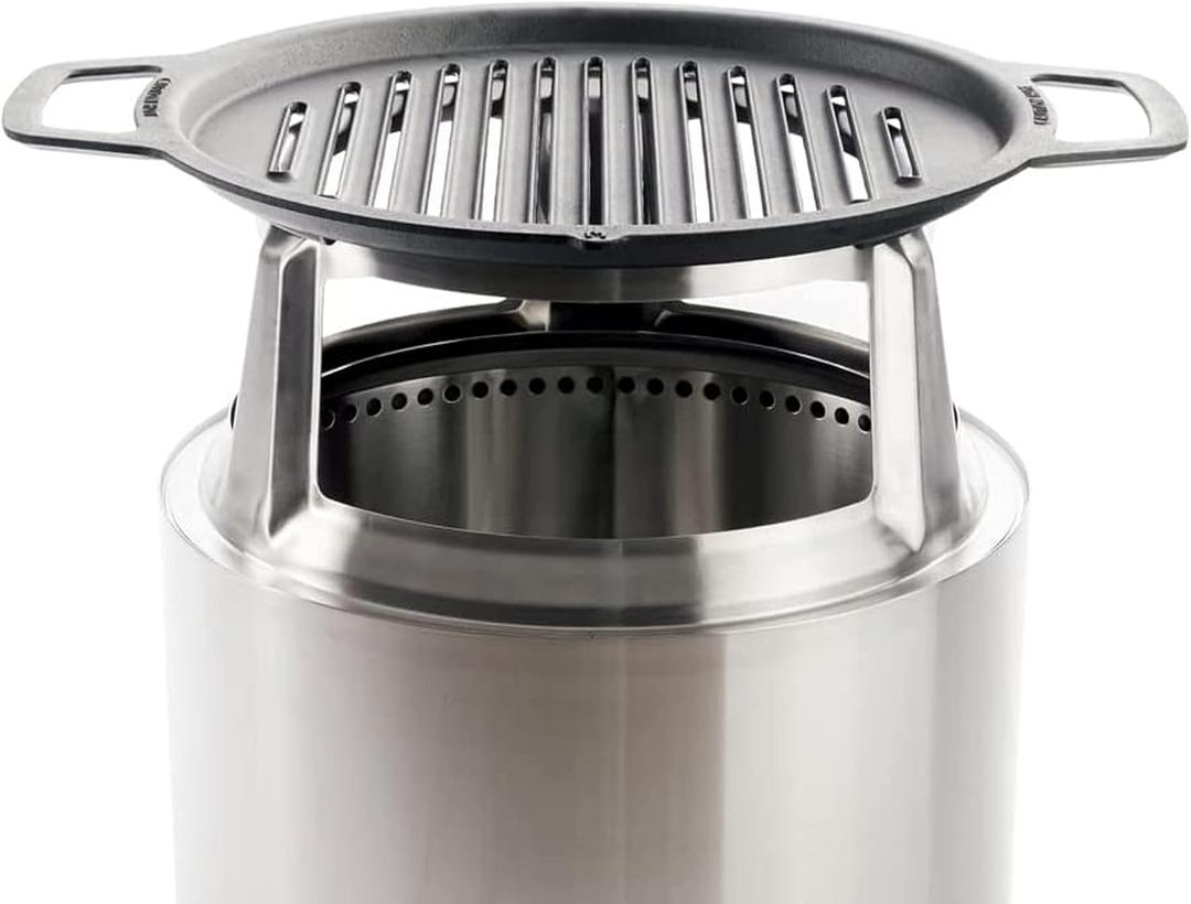 Solo Stove Bonfire Grill Top and Hub, Cast Iron Cooktop with Stainless steel Hub for 8 Elevation, Addition for Bonfire Fire Pit, Weight: 20 lbs, Diameter: 17.5"