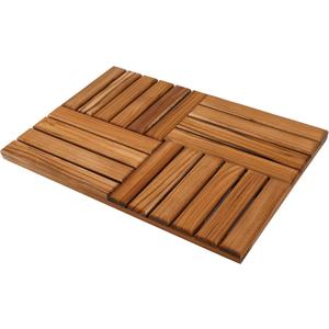 Utoplike Teak Wood Bath Mat, Wooden Shower Mat for Bathroom, 24 x 16 inch Non Slip Wood Floor Sturdy Mat for Inside Shower Luxury Spa Home or Outdoor