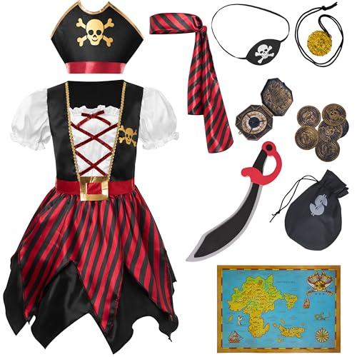 Spooktacular Creations Halloween Kids Pirate Costume, Black Pirate Dress for Girls, Buccaneer Princess Outfit for Girls Halloween Dress Up, RolePlay Themed Party (Large, 10-12 yrs)