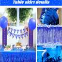 6 PCS Blue Inch Metallic Foil Fringe Tinsel Table Skirts 9 Feet x 29.5 for Rectangle Tables, Tinsel Backdrop Curtains,Party Supplies,Wedding, Birthday, Parade Floats, Christmas Decorations