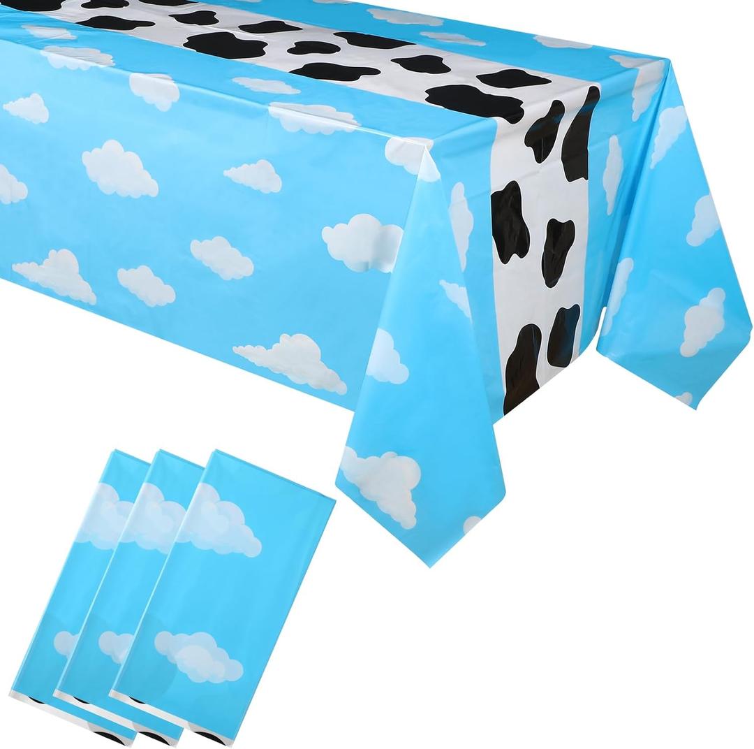Hosuly 3 Pcs Toy Inspired Tablecloth Birthday Party Decorations Table Cover Boy Baby Party Decorations Toy Inspired Party Supplies, 54 x 108 Inch (Cute Style)