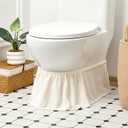 Oudain Toilet Base Wrap Stretchable Non Slip Around Toilet Protector Decorative Hygienic Caulk Cover White Cotton Washable Bathroom Decor for Catching Drips Condensation Dribbles Dust