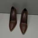 Women's Chunky Block High Heel Pumps Pointed Closed Toe Slip On Wedding Dress Party Shoes Coffee, Size 8