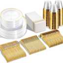 SUT 350Pcs Plastic Dinnerware Set for 50 Guests, Clear and Gold Plastic Plates, Disposable Plates and Napkins Party Supplies, Gold Silverware, Plates, Cups and Napkins Sets for Party Weddings