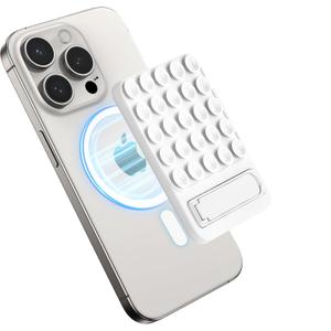  Silicone Suction Case with Folding Stand, Hands-Free Accessories for Videos, Selfies, Cooking, Gym (White)
