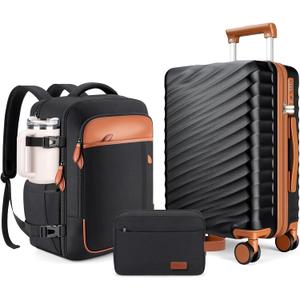 3 Piece Luggage Set with Travel Backpack, 20 PC Hardside Suitcase with Spinner Wheels, Flight Approved Carry On Luggage with YKK Zippers & TSA Lock