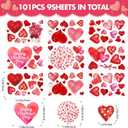 101pcs Valentine's Day Window Stickers Double-Sided Heart Window Clings Decals for Valentine's Day Wedding Party Home Windows Decoration Supply