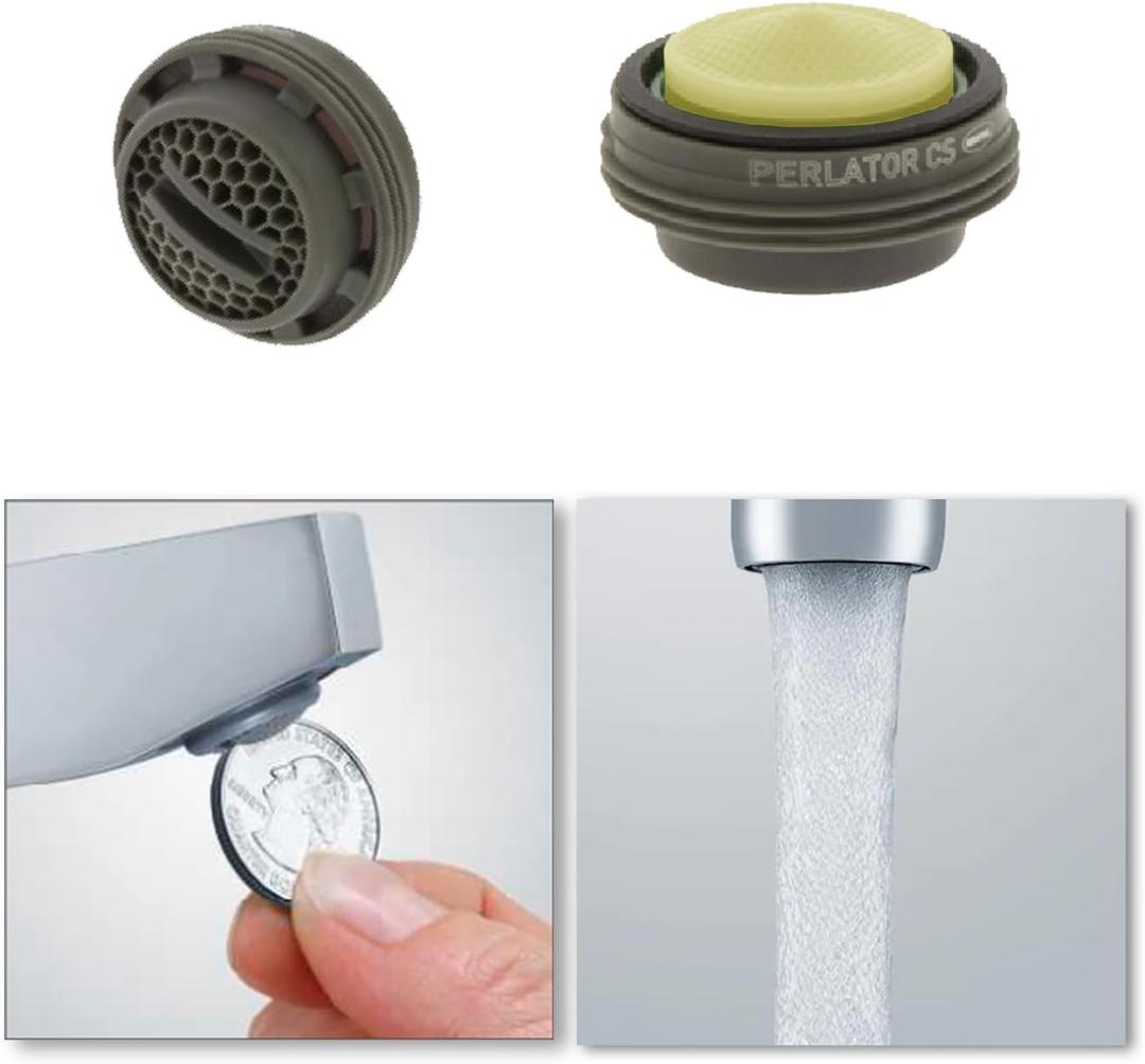 Slim Coin Slot Faucet Aerator Perlator Hidden Aerated Stream flow Rates for Kitchen Bathroom (Yellow 2.2 gpm, Junior Male)