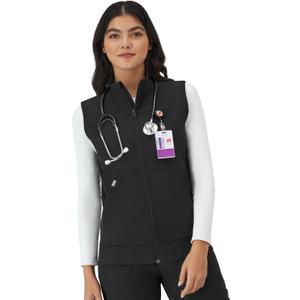 Hanes Women's Comfort Fit Scrubs Healthcare Vest, Moisture-Wicking Stretch Scrubs Vest for Women (Large, New Ebony)