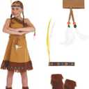 fun shack Girls Native American Costume Childrens Brown Fringed Indian Dress Outfit (X-Large)