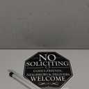 No Soliciting Sign for House, 10" x 28" No Solicitors Sign with Stake - Home Yard Decor, Metal Aluminum, Easy Install (No Soliciting, Friends Welcome)