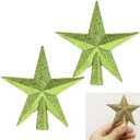 2 Pack Glittered Mini Star Christmas Tree Topper Star Treetop for Small Christmas Tree Ornaments