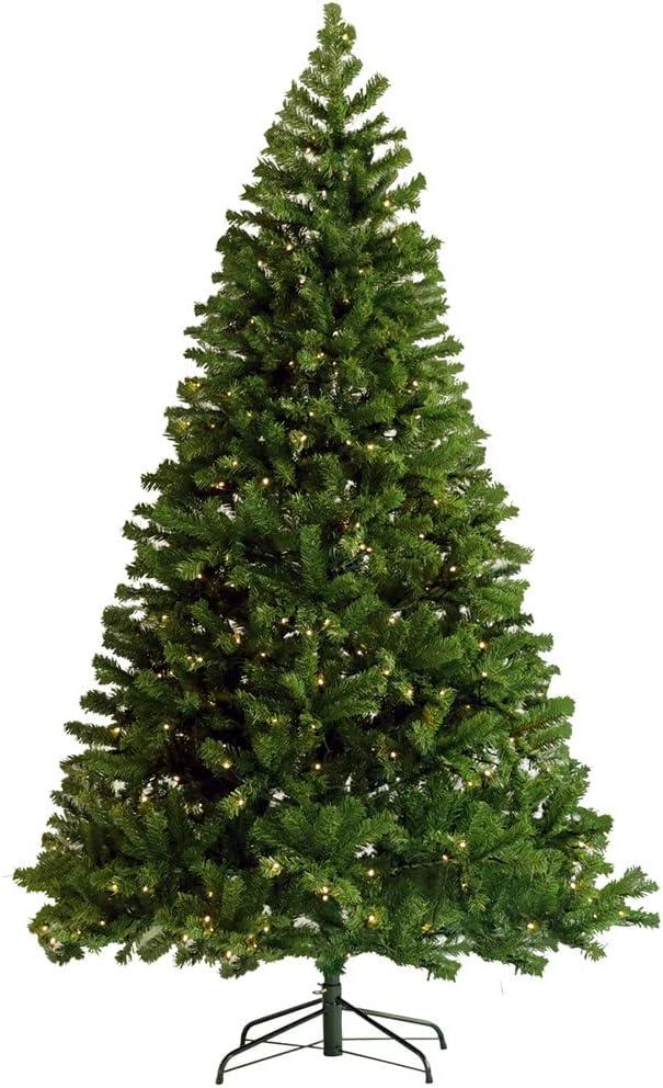 Pre-Lit Christmas Tree 7.5Ft Artificial Hinged Xmas Tree,with 400 Pre-Strung LED Lights,Metal Foldable Base,1420 Branch Tips,Artificial Holiday Christmas Pine Tree for Home,Office,Party.