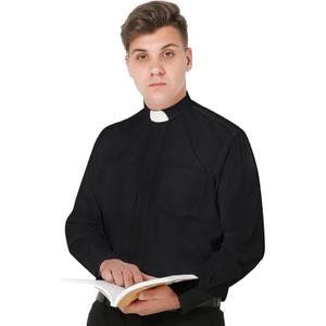 IvyRobes Mens Tab-Collar Long Sleeves Clergy Shirt S