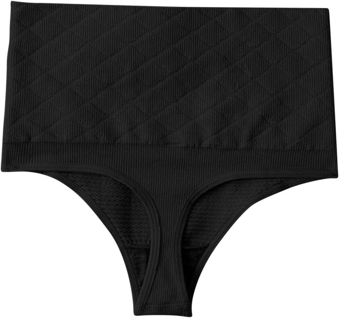 HGps8w Women's Seamless Underwear High Waisted Shapewear Panties Sexy Cheeky Full Coverage No Show Briefs (01 Black)