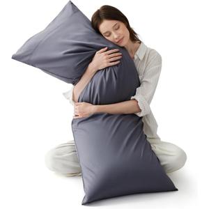Bedsure Body Pillow Cover, Cooling Body Pillow Pillowcase for Hot Sleepers, Rayon Derived from Bamboo Grey Pillowcase, PureWoven Silky Soft Long Pillow Case Cover with Envelope Closure, 20x54 Inches