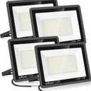 4 Pack 100W LED Flood Light, IP66 Waterproof Outside Flood Light, 12500LM Super Bright Outdoor Security Lights, 5000K Daylight White Floodlight for Yard Garden Playground Basketball Court Patio