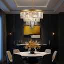 Gold Chandelier Light Fixture, 2412 Lights Modern Chandeliers for Dining Room, 4-Tier Round Crystals for Chandeliers for Living Room Bedroom Kitchen Island Entryway Hallway Foyer